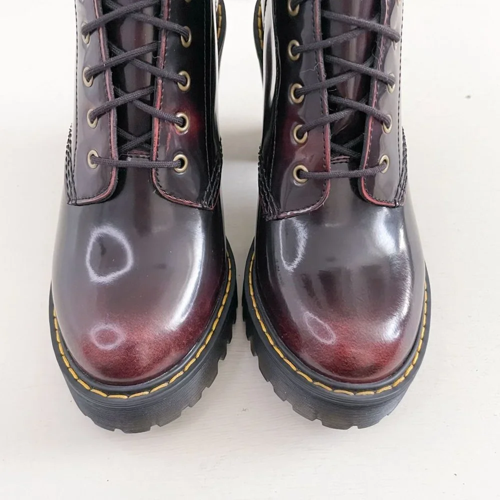 Dr. Martens Red Heeled Kendra Boots Women's Size 7 Arcadia Leather Platform - Picture 3 of 12